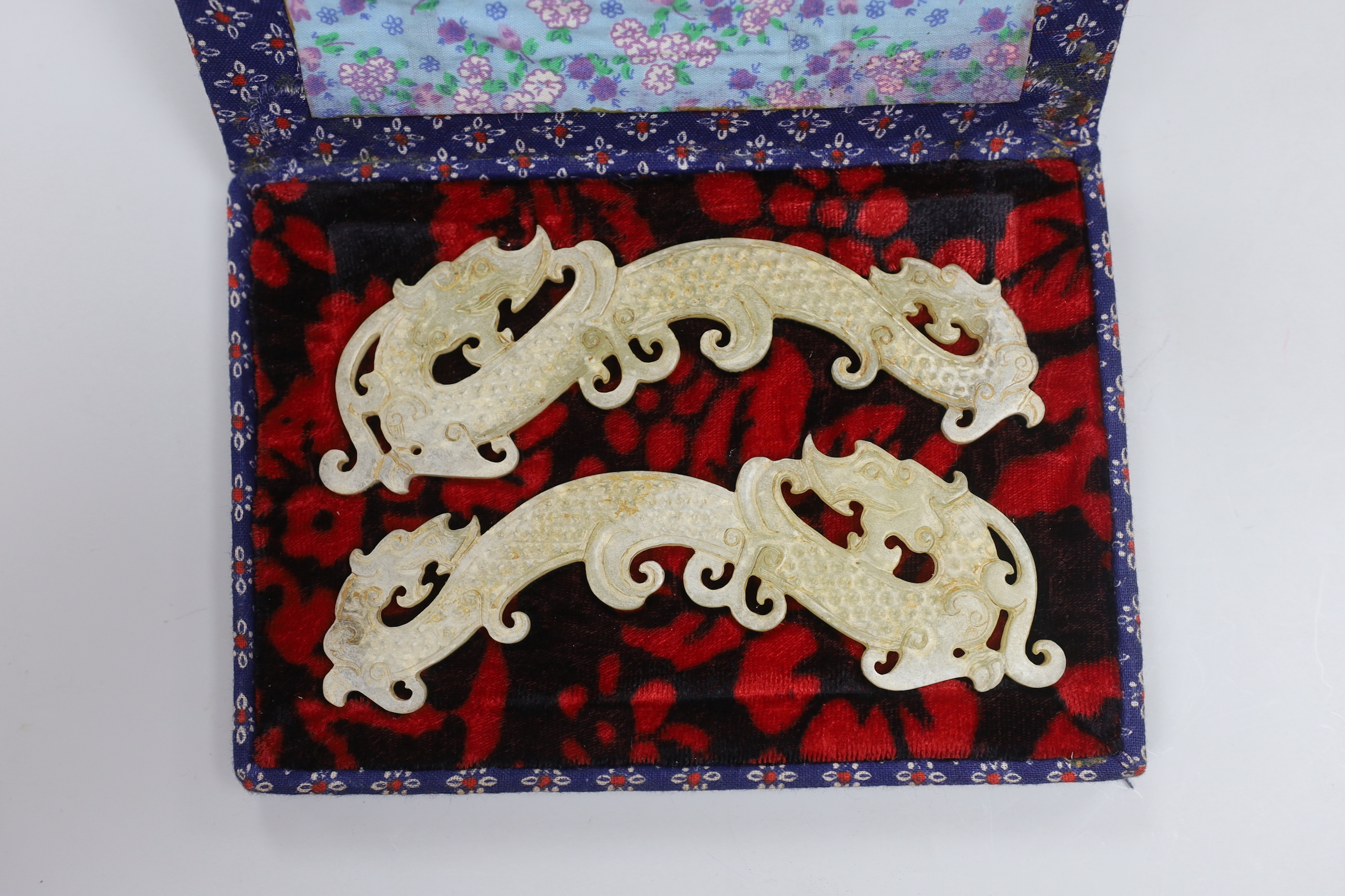 Three cased Chinese archaistic jades